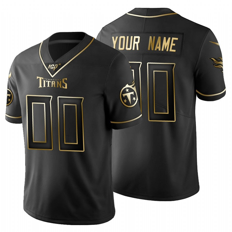 Custom T.Titans Black Golden Limited 100 Jersey