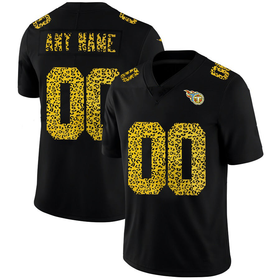 Custom T.Titans Black Leopard Print Fashion Vapor Limited Jersey