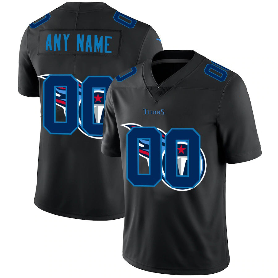 Custom T.Titans Black Team Logo Dual Overlap Limited Jersey