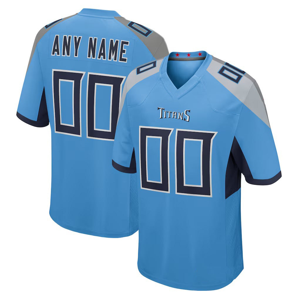 Custom T.Titans Light Blue Alternate Game Jersey