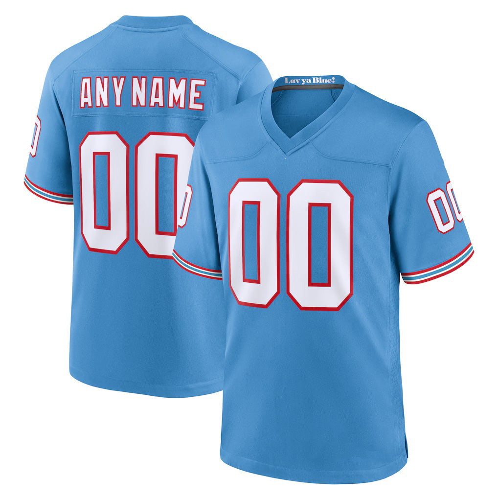 Custom T.Titans Light Blue Oilers Throwback Game Jersey