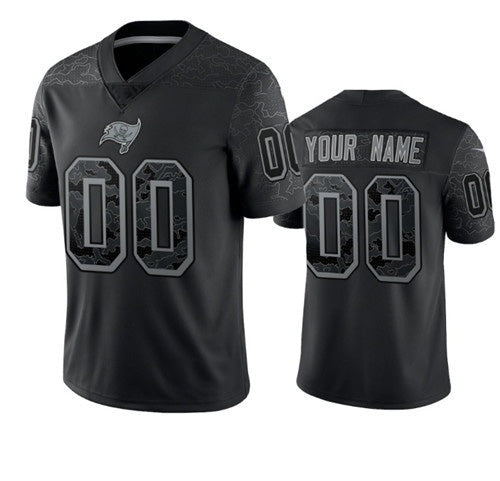 Custom TB.Buccaneers Active Player Black Reflective Limited Stitched Jersey
