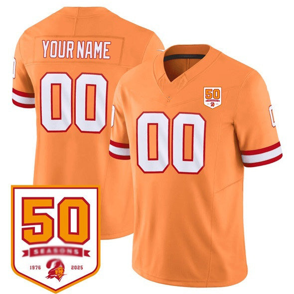 Custom TB.Buccaneers Active Player Orange 2025 F.U.S.E. 50th Anniversary Patch Vapor Limited Stitched Jersey