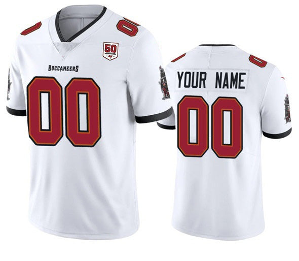 Custom TB.Buccaneers Active Player White 2025 50th Anniversary Patch Vapor Untouchable Limited Football Stitched Jersey
