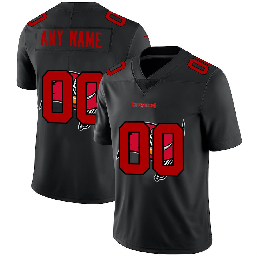 Custom TB.Buccaneers Black Team Logo Dual Overlap Limited Jersey