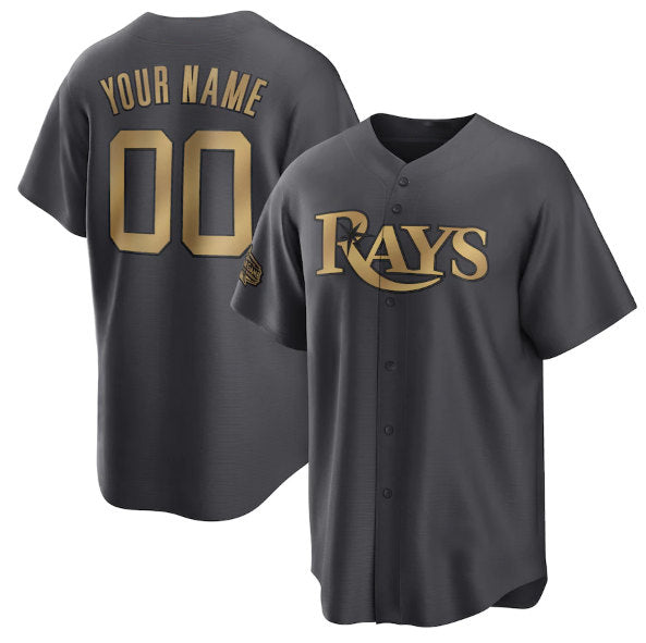 Custom Tampa Bay Rays Active Player Charcoal 2022 All-Star Cool Base Stitched Baseball Jersey
