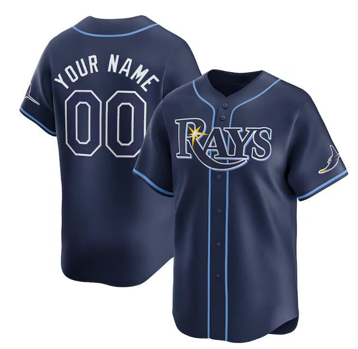 Custom Tampa Bay Rays Active Player Navy Away Limited Stitched Baseball Jersey