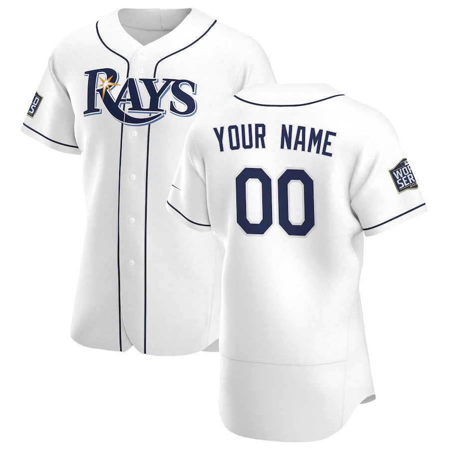 Custom Tampa Bay Rays White Home 2020 World Series Bound Authentic Player Baseball Jersey