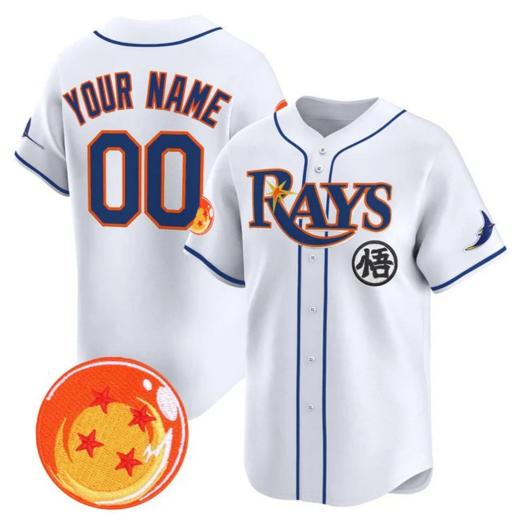 Custom Tampa Bay Rays x Dragon Ball White Vapor Premier Limited Jersey - All Stitched Baseball Jersey