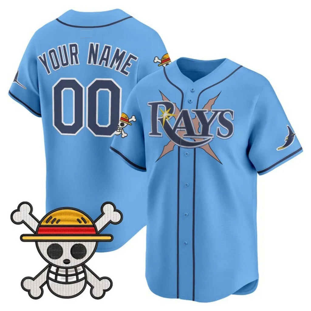 Custom Tampa Bay Rays x One Piece Blue Vapor Premier Limited Jersey - Stitched Baseball Jersey