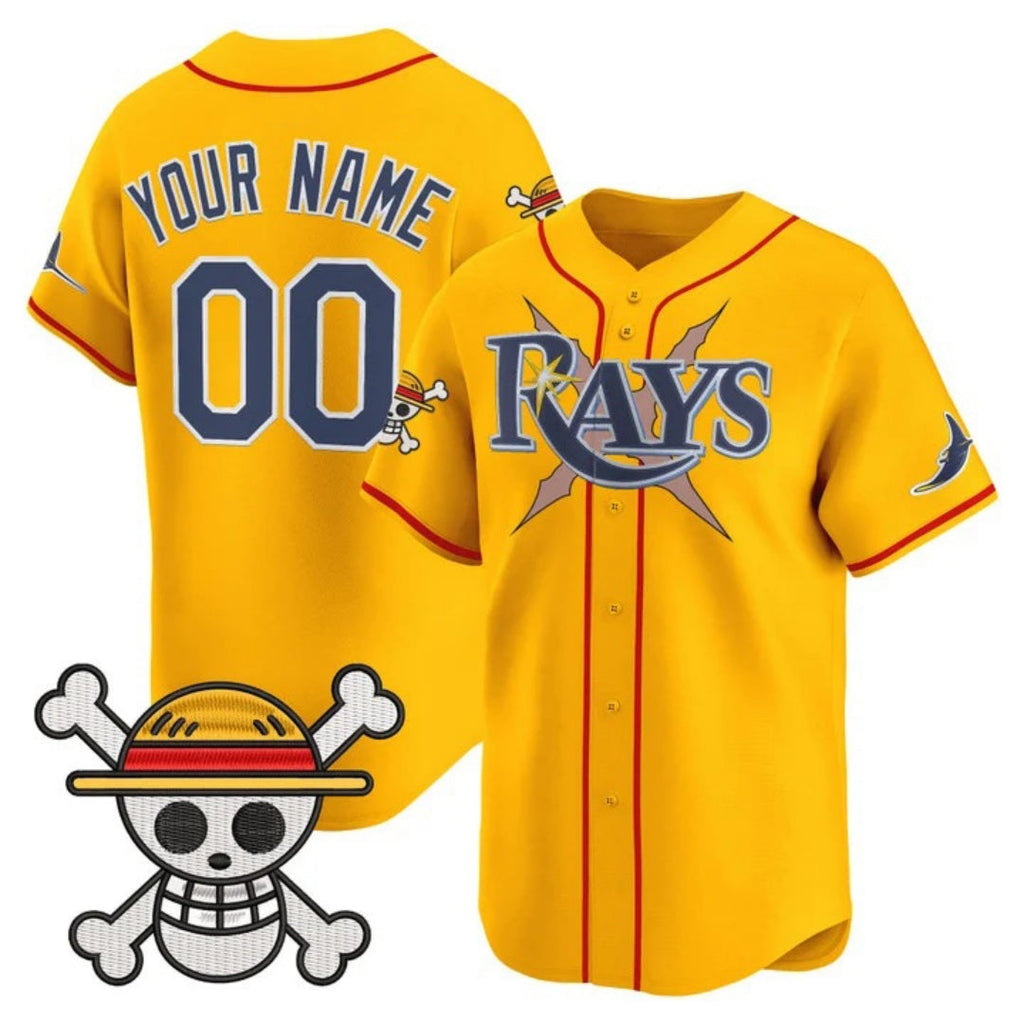 Custom Tampa Bay Rays x One Piece Gold Vapor Premier Limited Jersey - Stitched Baseball Jersey