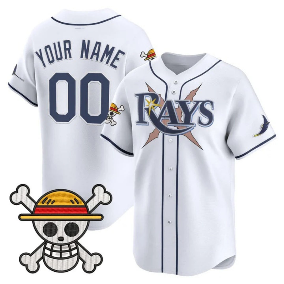 Custom Tampa Bay Rays x One Piece White Vapor Premier Limited Jersey - Stitched Baseball Jersey