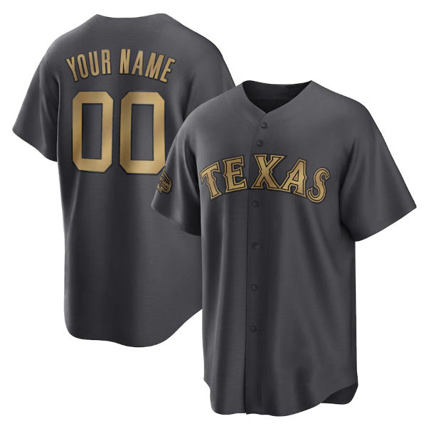 Custom Texas Rangers Active Player Charcoal 2022 All-Star Cool Base Stitched Baseball Jersey