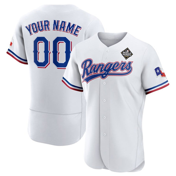 Custom Texas Rangers Active Player White 2023 World Series Flex Base Stitched Baseball Jersey