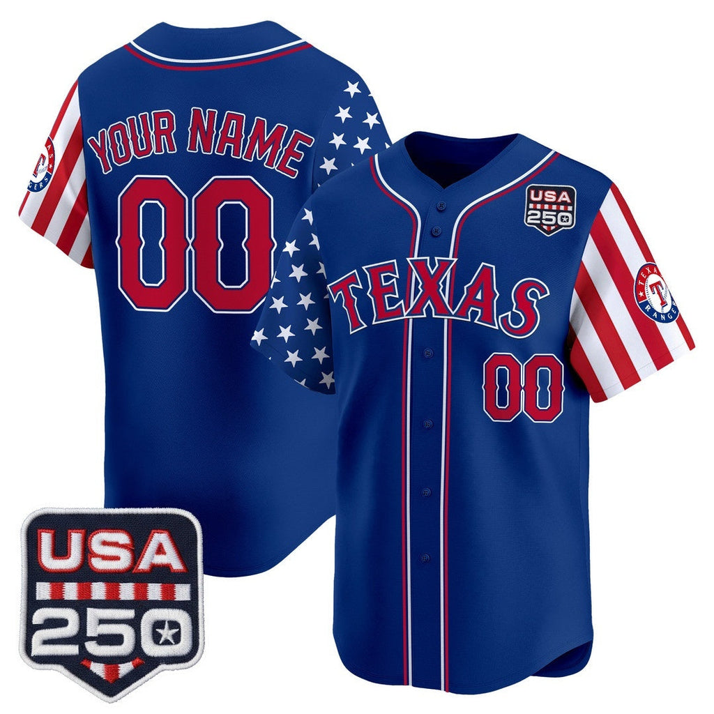 Custom Texas Rangers America 250 Edition Vapor Premier Limited Royal Stitched Baseball Jersey