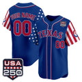 Custom Texas Rangers America 250 Edition Vapor Premier Limited Royal Stitched Baseball Jersey