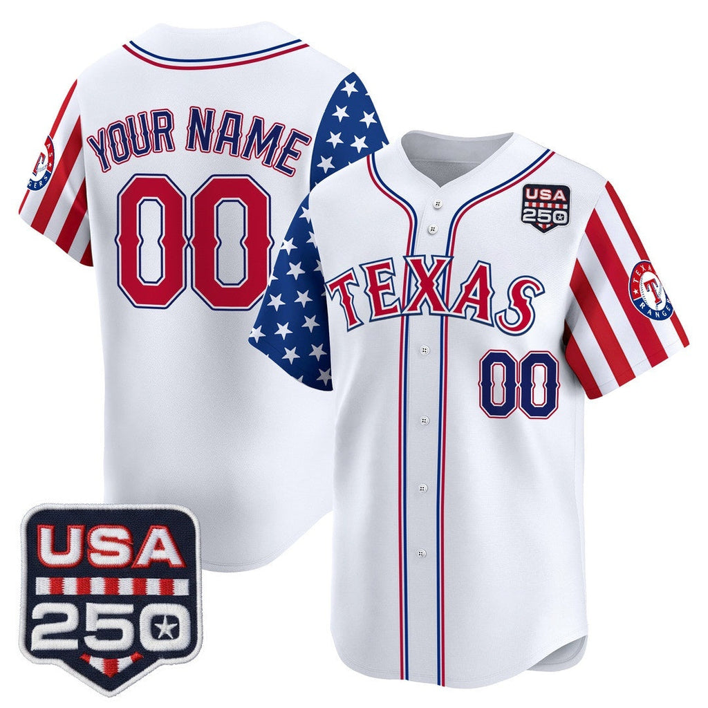 Custom Texas Rangers America 250 Edition Vapor Premier Limited White Stitched Baseball Jersey