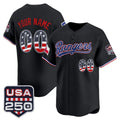 Custom Texas Rangers Black USA 250 Fourth of July Vapor Premier Limited Jersey - All Stitched Baseball Jersey