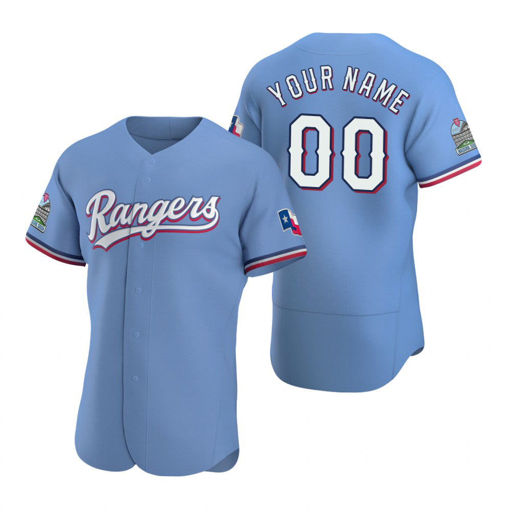 Custom Texas Rangers Light Blue Stitched Flex Baseball Jersey