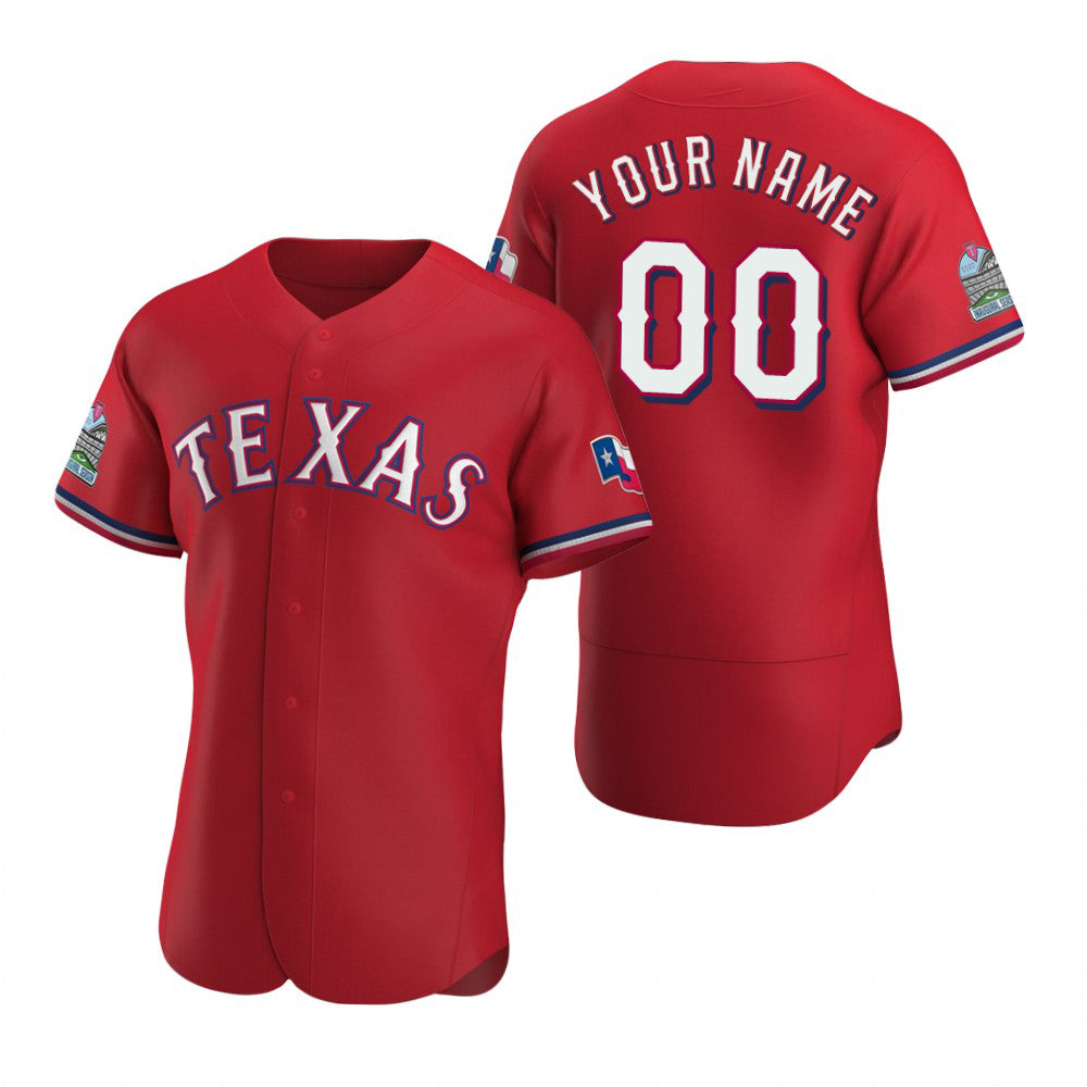 Custom Texas Rangers Scarlet Stitched Flex Baseball Jersey