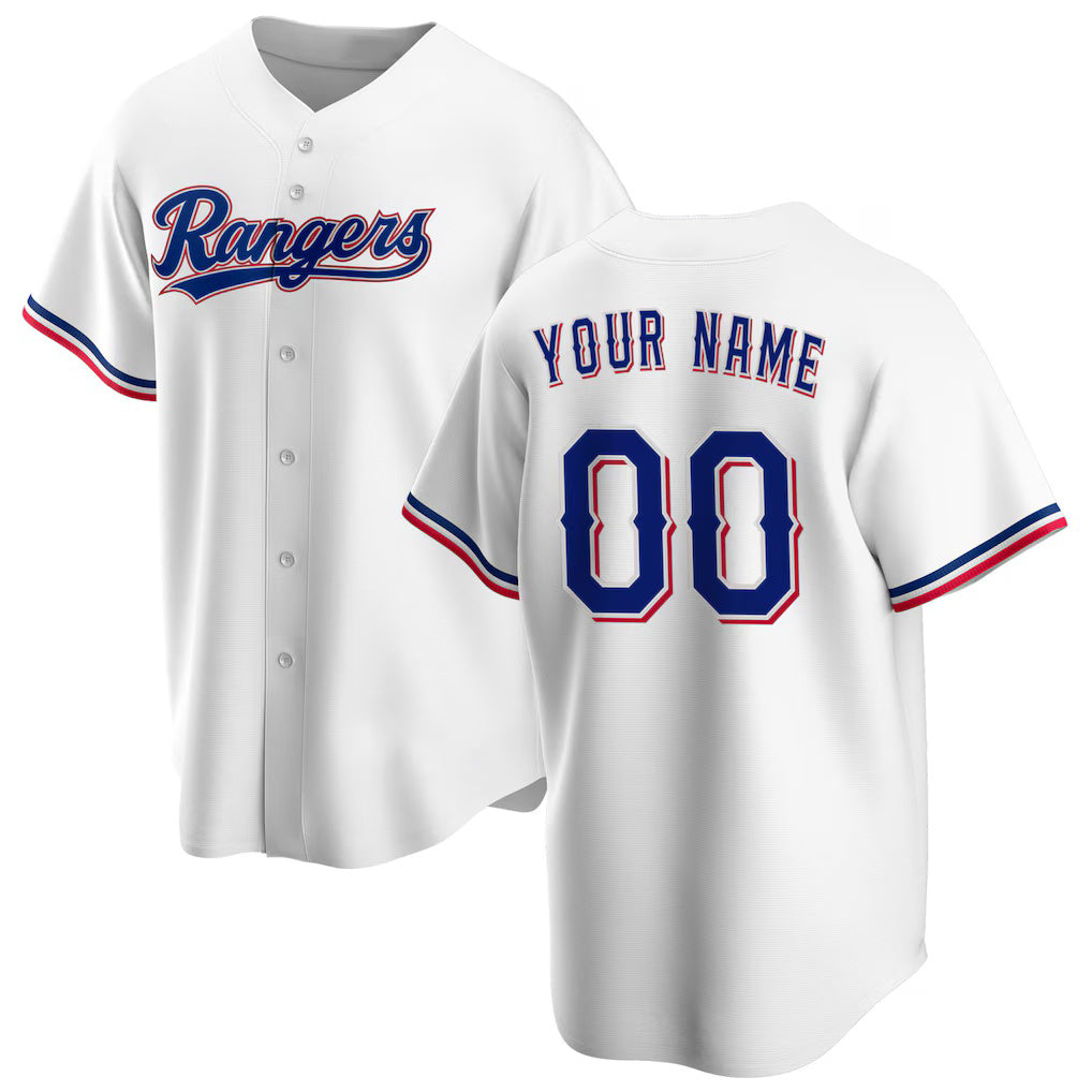 Custom Texas Rangers White Home Replica Baseball Jersey