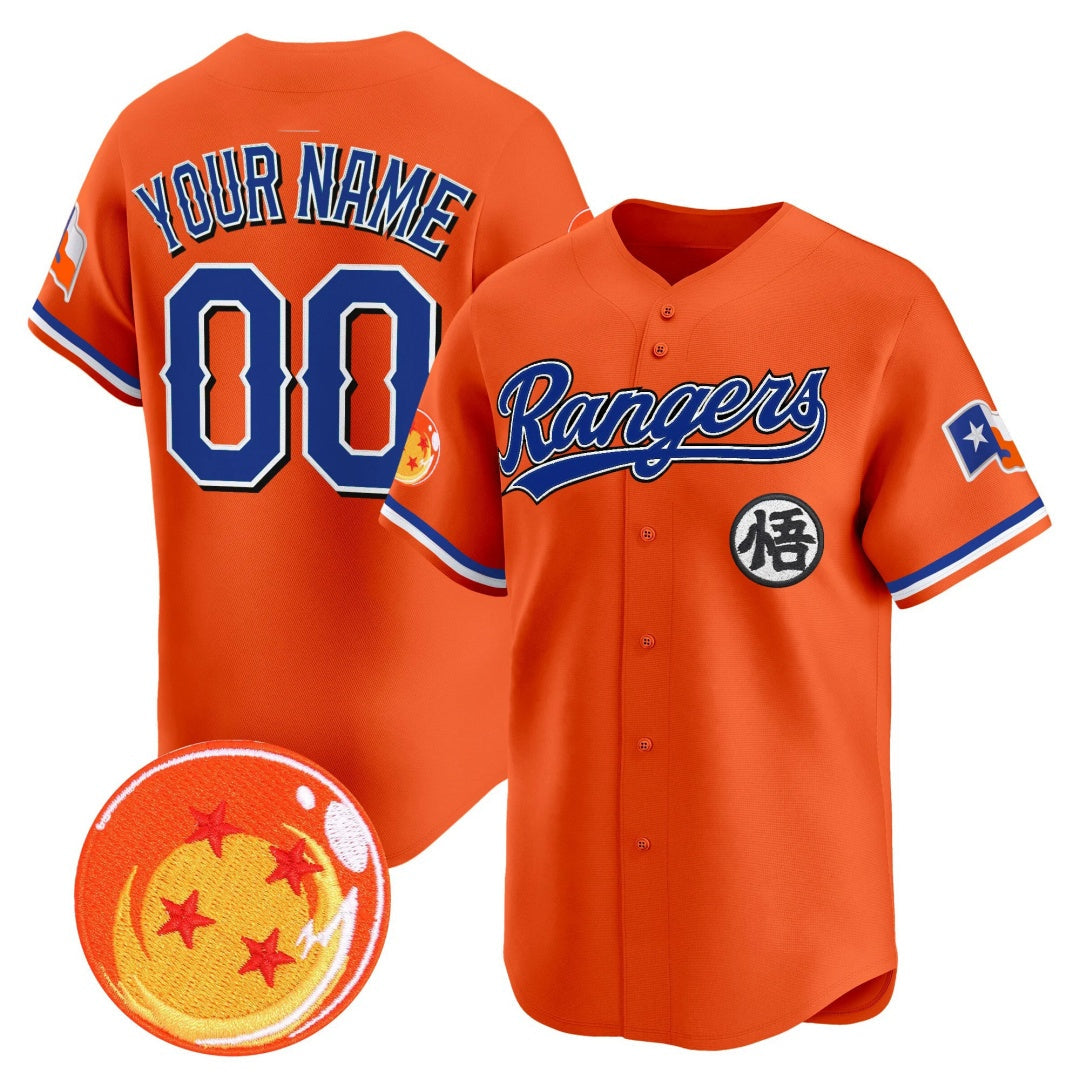 Custom Texas Rangers x Dragon Ball Orange Vapor Premier Limited Jersey - All Stitched Baseball Jersey