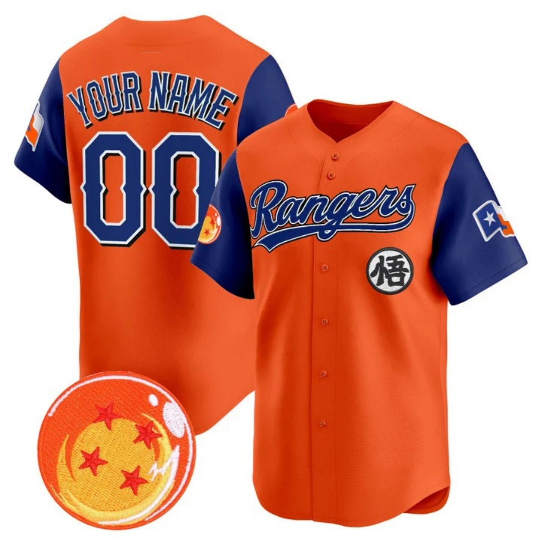 Custom Texas Rangers x Dragon Ball Royal Orange Vapor Premier Limited Jersey - All Stitched Baseball Jersey