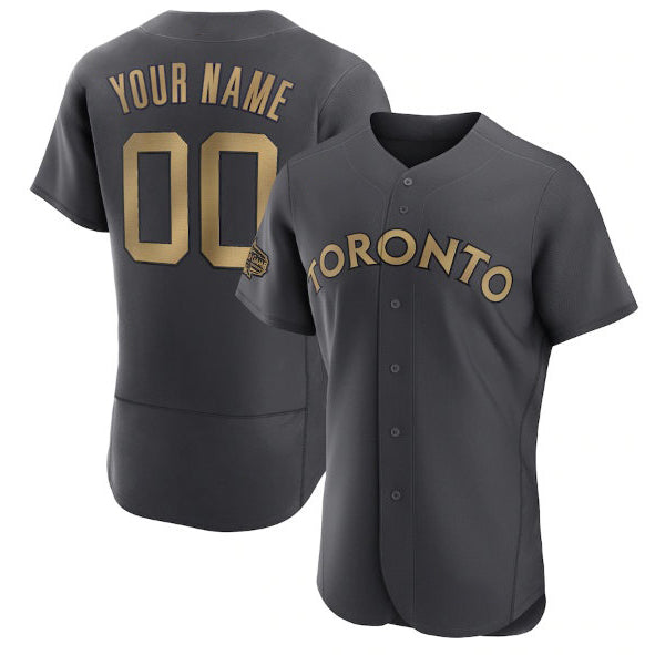 Custom Toronto Blue Jays Active Player Charcoal 2022 All-Star Flex Base Stitched Baseball Jersey
