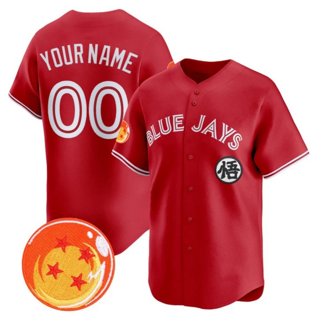 Custom Toronto Blue Jays x Dragon Ball Red Vapor Premier Limited Jersey - All Stitched Baseball Jersey