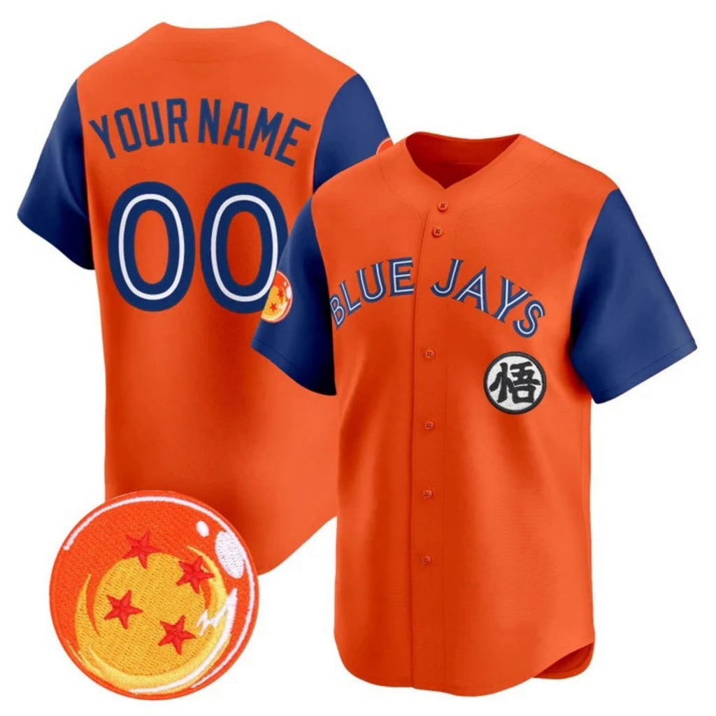 Custom Toronto Blue Jays x Dragon Ball Royal Orange Vapor Premier Limited Jersey - All Stitched Baseball Jersey