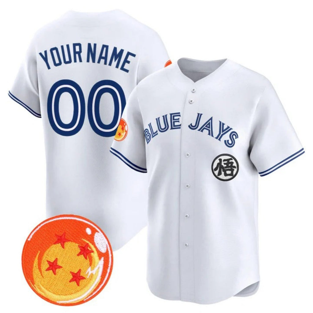 Custom Toronto Blue Jays x Dragon Ball White Vapor Premier Limited Jersey - All Stitched Baseball Jersey