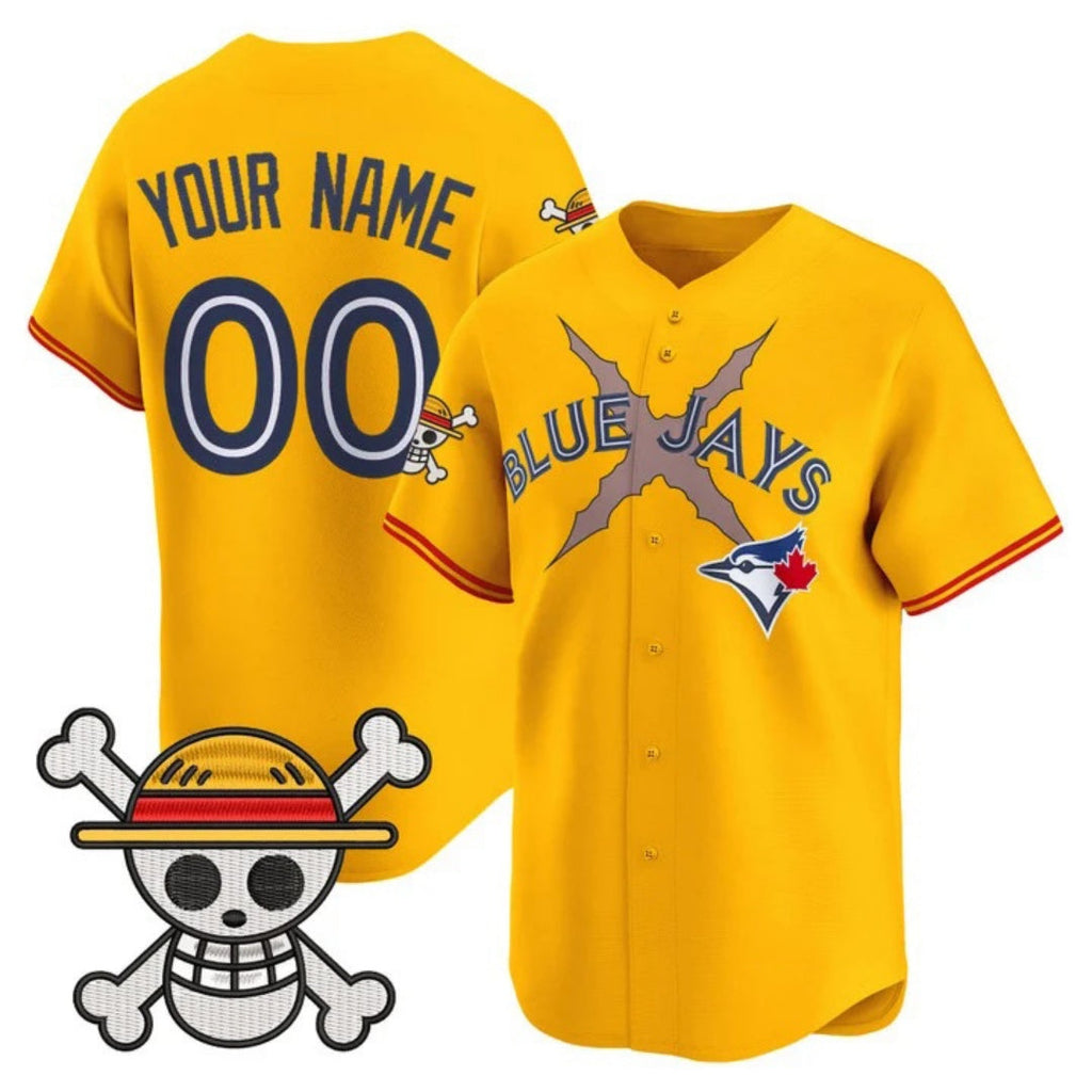 Custom Toronto Blue Jays x One Piece Gold Vapor Premier Limited Jersey - Stitched Baseball Jersey