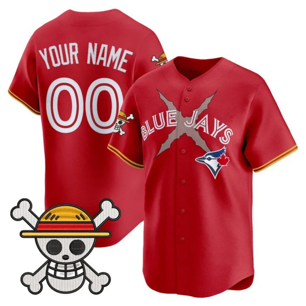 Custom Toronto Blue Jays x One Piece Red Vapor Premier Limited Jersey - Stitched Baseball Jersey