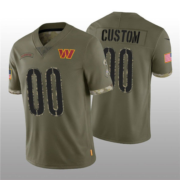 Custom W.Commanders ACTIVE PLAYER 2022 Olive Salute To Service Limited Stitched Jersey