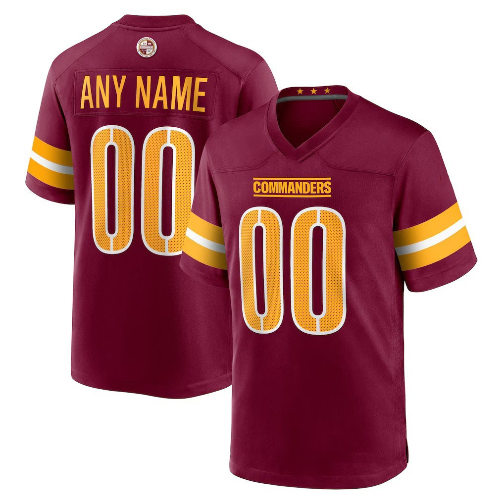 Custom W.Commanders Burgundy Game Player Jersey