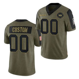 Custom W.Football Team Olive ACTIVE PLAYER 2021 Salute To Service Limited Stitched Jersey