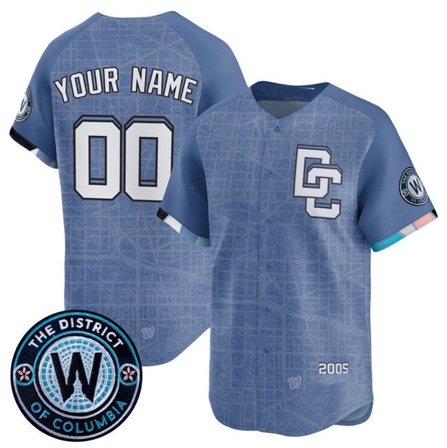 Custom Washington Nationals ACTIVE PLAYER Blue 2025 City Connect Limited Stitched Baseball Jersey