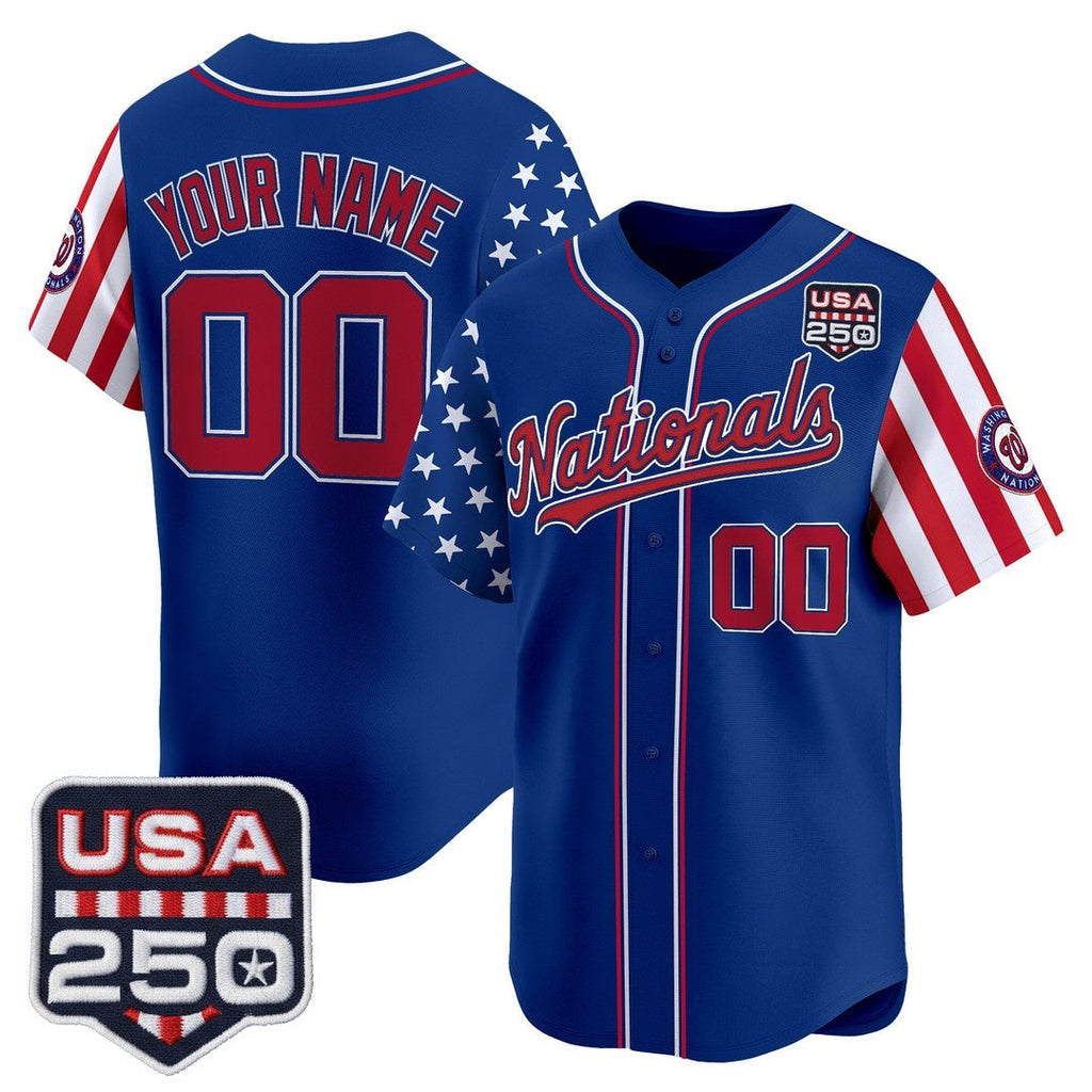 Custom Washington Nationals America 250 Edition Vapor Premier Limited Royal Stitched Baseball Jersey