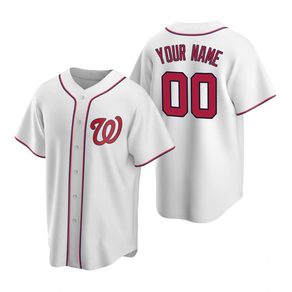 Custom Washington Nationals White Stitched Cool Base Home Baseball Jersey