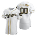Custom Washington Nationals White Stitched Flex Base Golden Edition Baseball Jersey