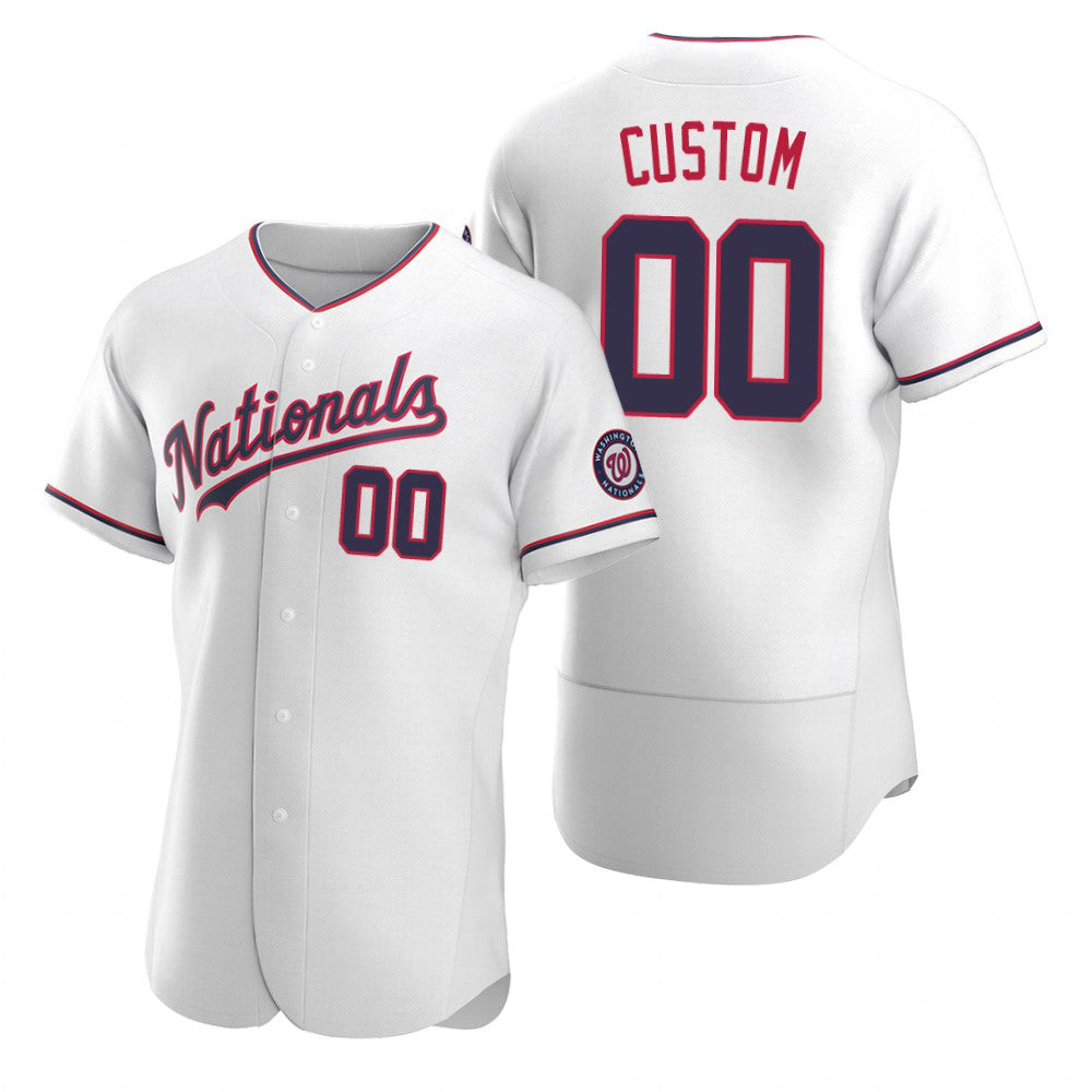 Custom Washington Nationals White Stitched Flex Baseball Jersey