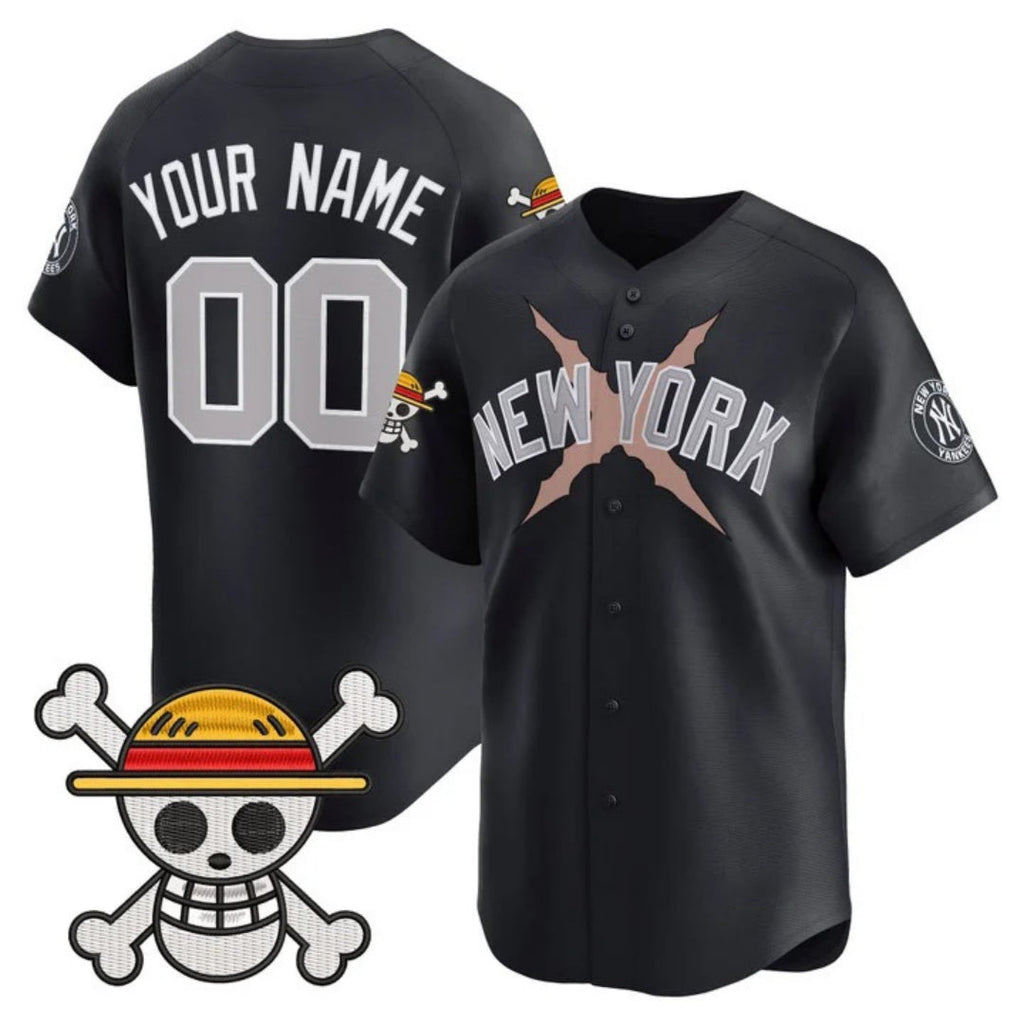 Custom New York Yankees x One Piece Navy Vapor Premier Limited Jersey - Stitched Baseball Jersey