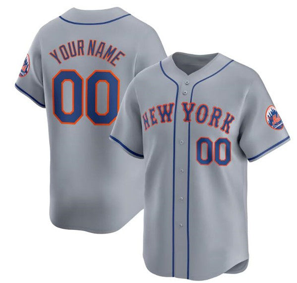 Cutsom New York Mets Active Player 2024 Gray Away Limited Stitched Baseball Jersey HELVY