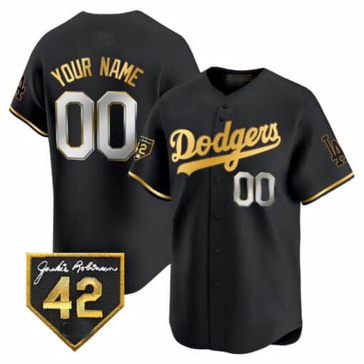 Dodgers 2024 Jackie Robinson Patch Vapor Premier Limited Custom Jersey – All Stitched-Black Baseball Jersey