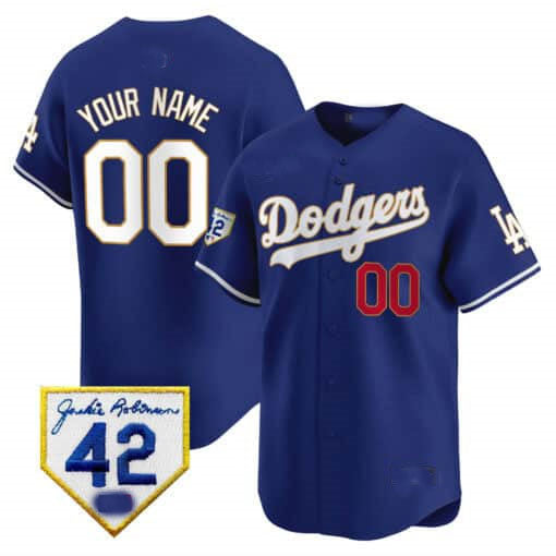 Dodgers 2024 Jackie Robinson Patch Vapor Premier Limited Custom Jersey – Royal Baseball Jersey