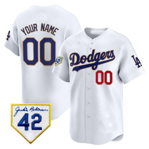 Dodgers 2024 Jackie Robinson Patch Vapor Premier Limited Custom Jersey – White Baseball Jersey