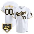 Dodgers 2024 Jackie Robinson Patch Vapor Premier Limited Custom Jersey – White Gold Baseball Jersey