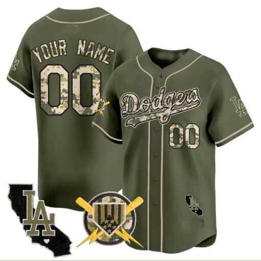 Dodgers Armed Forces Day Vapor Premier Limited Custom Jersey – Green Baseball Jersey