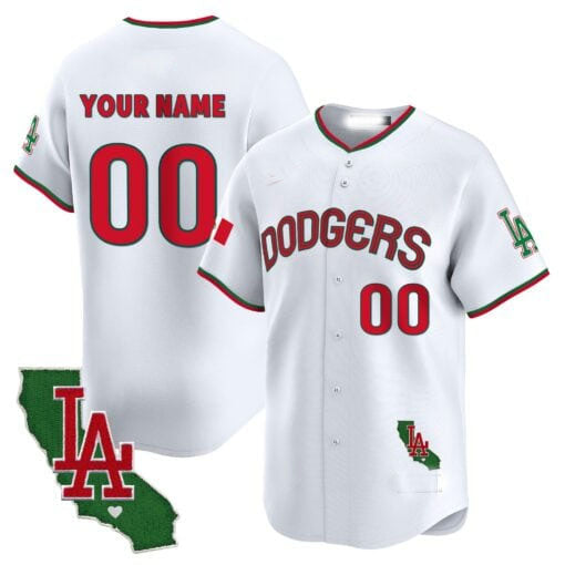 Dodgers Mexico California Patch Vapor Premier Limited Custom Jersey V3 – All Stitched-White Baseball Jersey