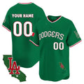 Dodgers Mexico California Patch Vapor Premier Limited Custom Jersey V3 – Green Baseball Jersey